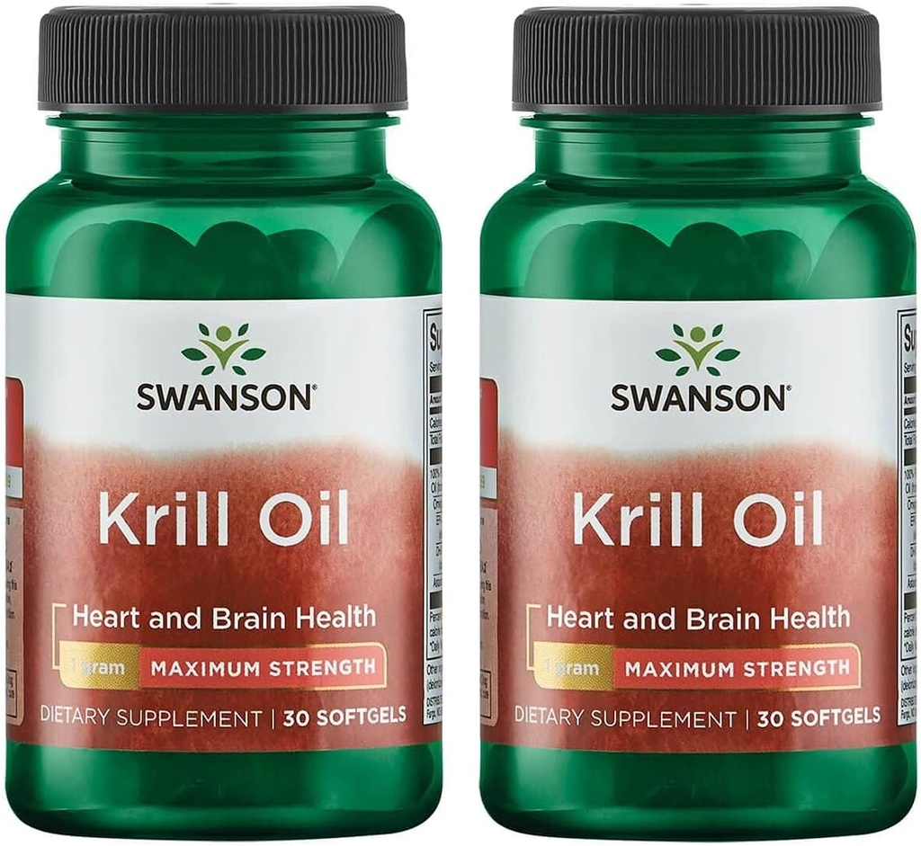 Swanson 全民教育 -- -- Krill Oil -- -- 最大强度 -- -- 1克,30软胶(2包)