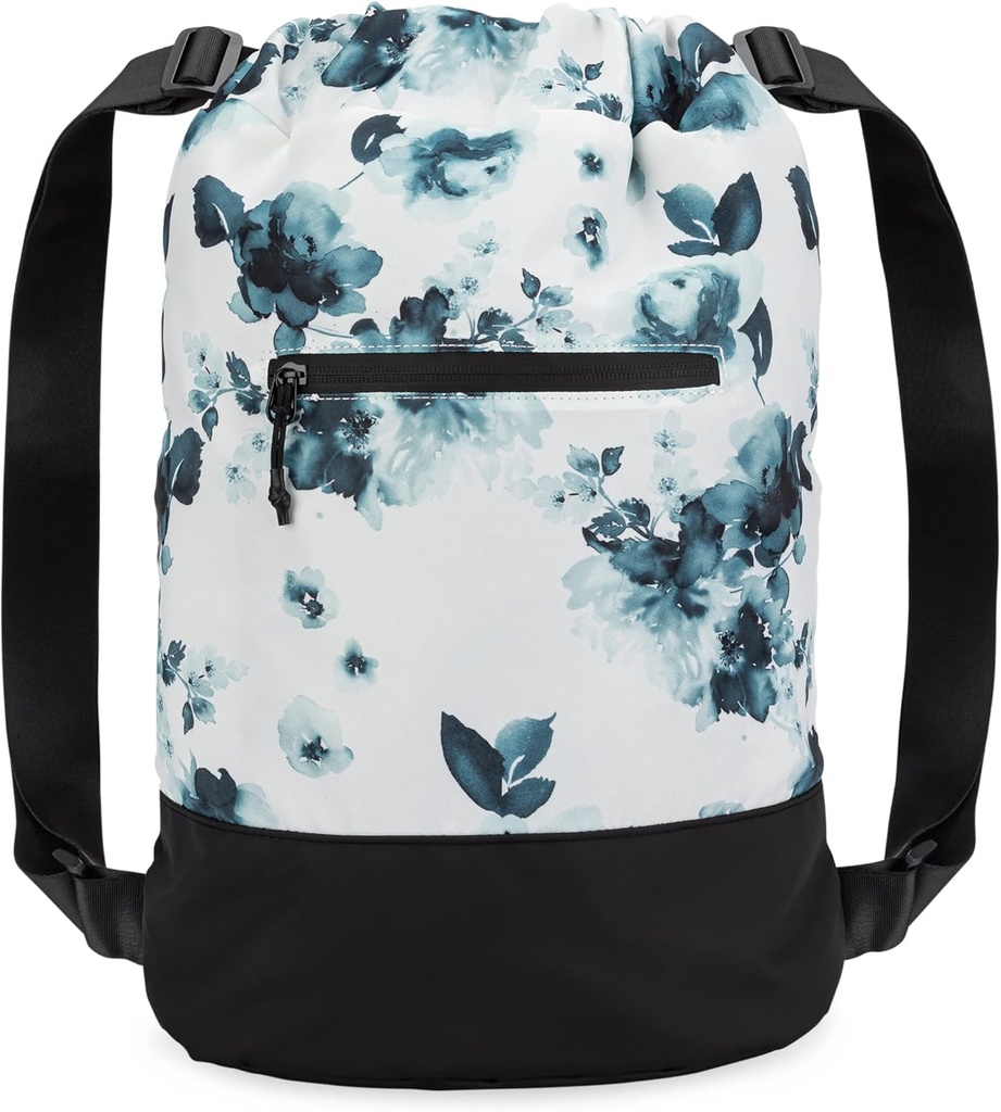 Flex Cinch Drawstring Gym Bag for Women with Graphic Designs 持久轻量级 Gym Cinch Bags 佳作 Gym Bag, 旅行和过夜 Teal - 花朵