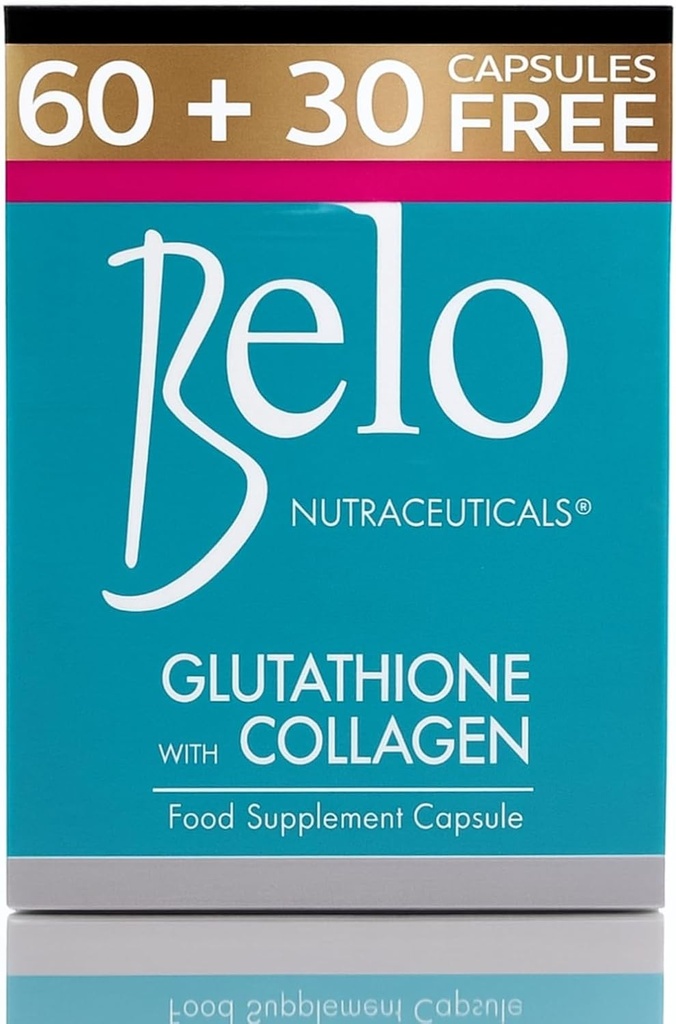贝洛基本材料 Glutathione + 科拉根皮肤 白化胶囊 60 Capsules 超大尺寸