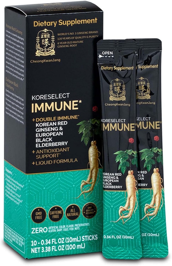 (原始内容存档于2018-03-21). Immune, Korean Red Ginseng Extract with Merderberry Liquid Sticks, 豁免支持,血液流通促进器,自然能源补充,6年亚洲老潘纳克斯 Ginseng, 10 Counter