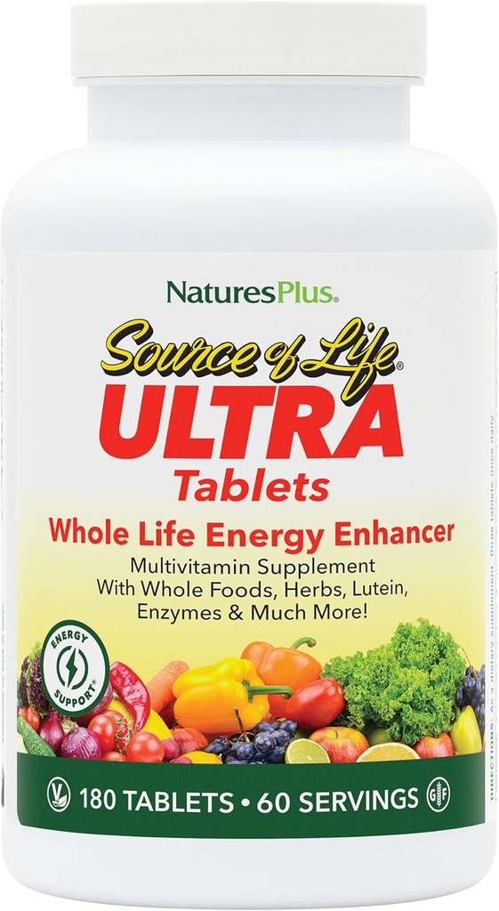 Natures Plus 生活迷你塔布的来源 - 容易吞咽全食 与Chelated Minerals, Energy Boster - 180 蔬菜迷你片(30种服务)