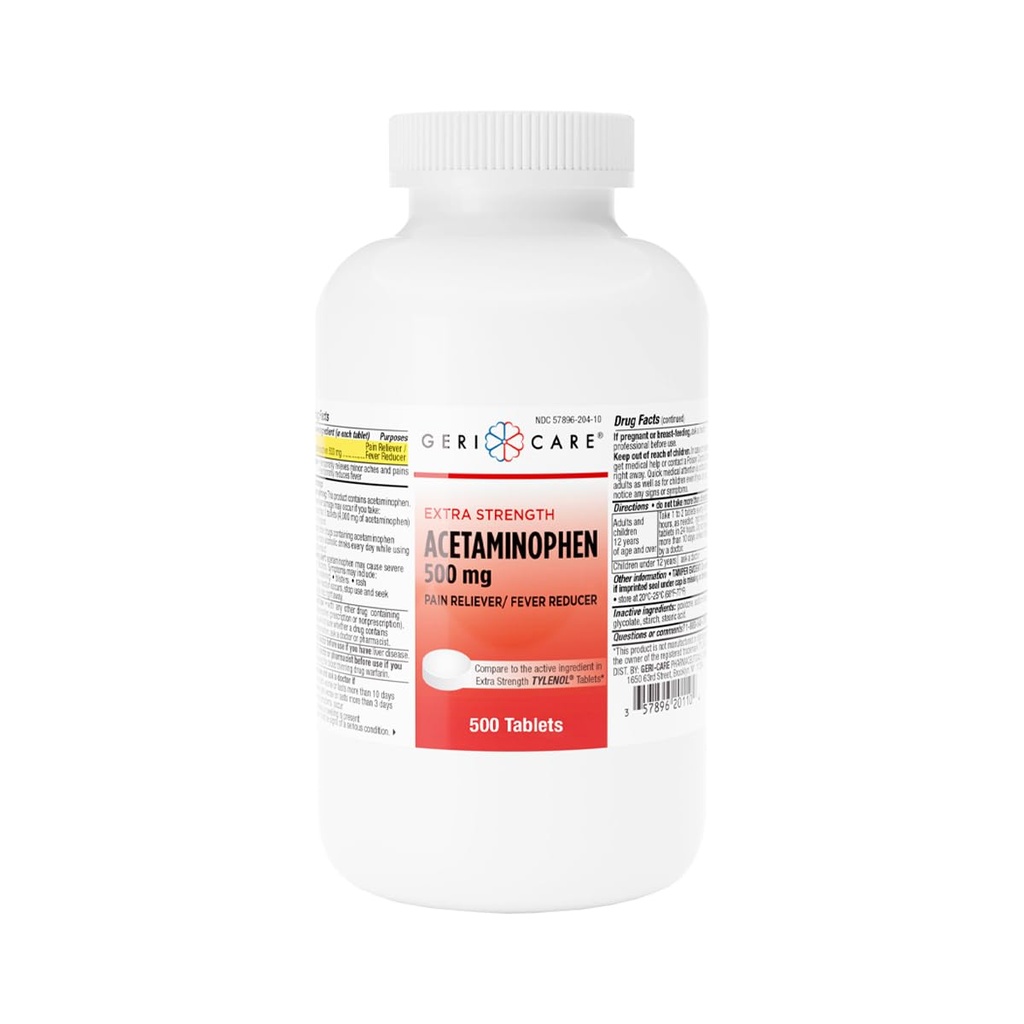 GeriCare Extra Strigic Acetaminophen 止痛药 减热药片、500 mg 止痛药片、肌肉、关节炎、背痛药片、500 计数(一包)