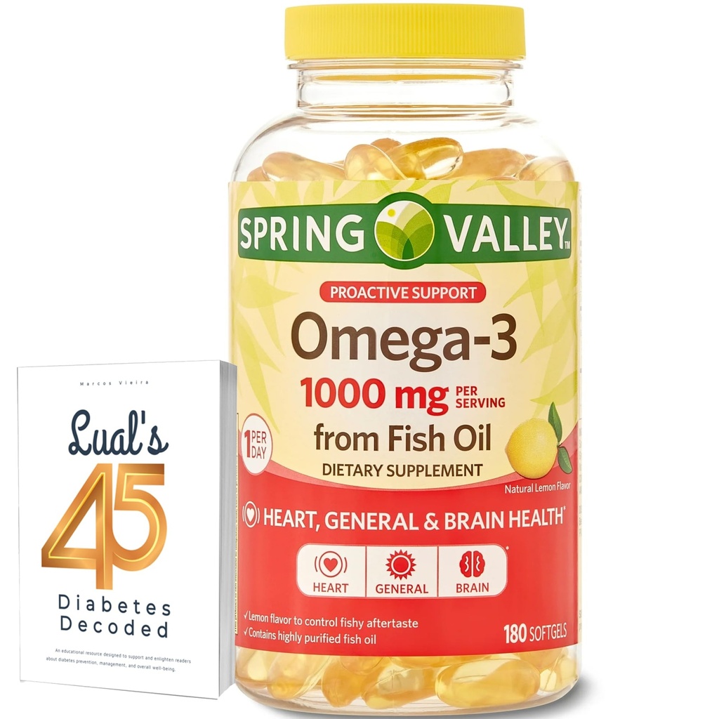 春谷Omega-3 鱼油软胶,1000 mg,180 mcount, 饮食补充,Omega-3 脂肪酸包 与Lual的45个糖尿病解码