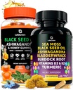 Sea Moss Capsules + 黑种子油胶袋,60 黑种子胶袋 + 120 海莫斯药丸,用维生素和多矿物补充油胶袋支持自然防御