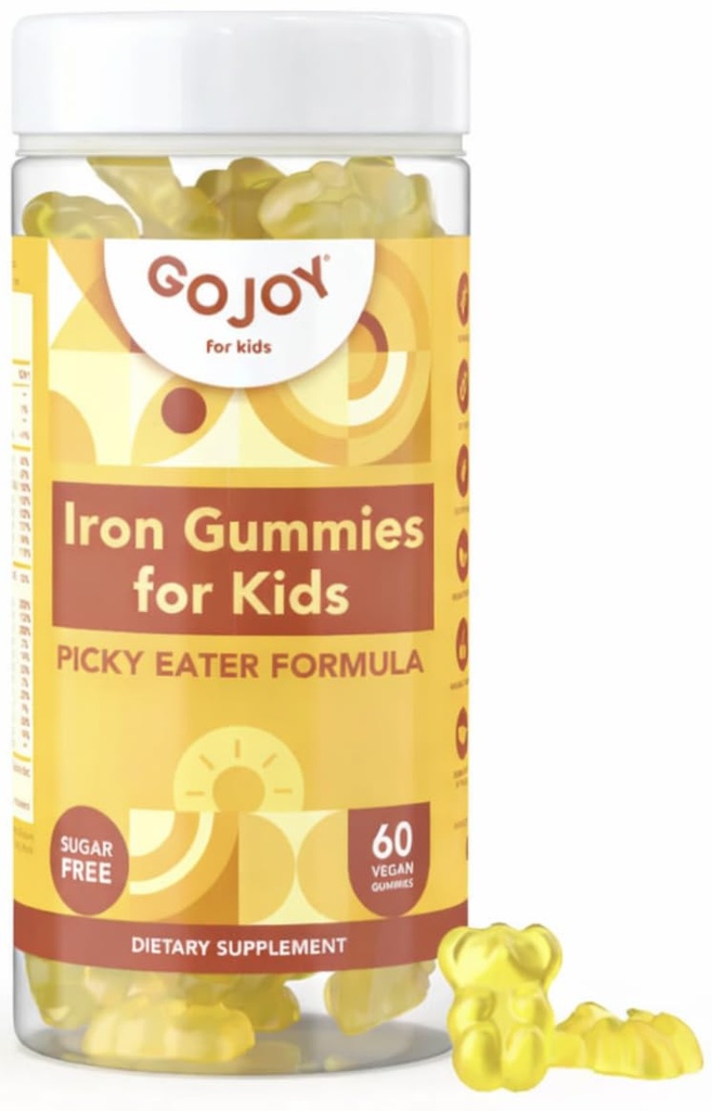 GOJOY NATURALS 儿童铁胶 - 食肉者3-12岁无糖多维素加铁 - 完整的维生素 A C D3 B12 + 儿童铁补品