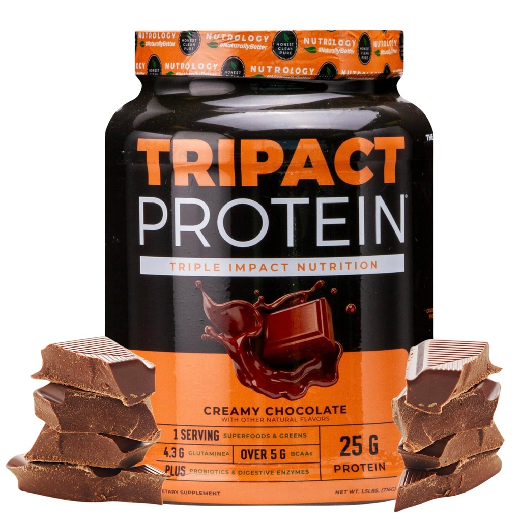营养学 TRIPACT 蛋白质粉 - 7-in-1 与草药 Whey 蛋白质粉, Pea, Rice, Greens for Muscle Recovery & Avication, Creamy Cocololo Flavor, 20 services (英语).