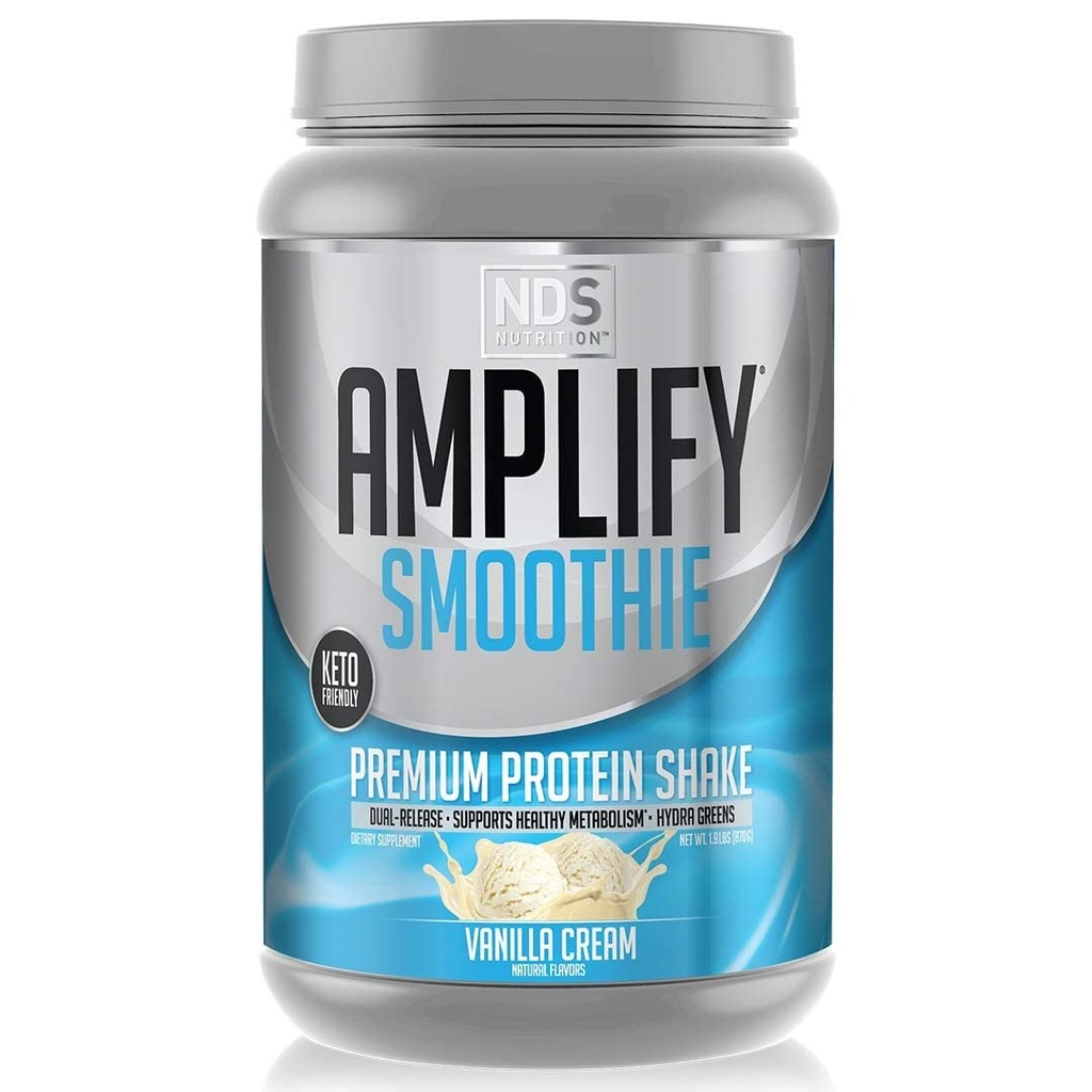 AMPLIFY NDS 营养 平滑 Premium Whey蛋白粉摇摆 添加绿素和氨基酸- 构建精益肌肉,增益力量,耐久能量,和输脂-香草(30种服务)