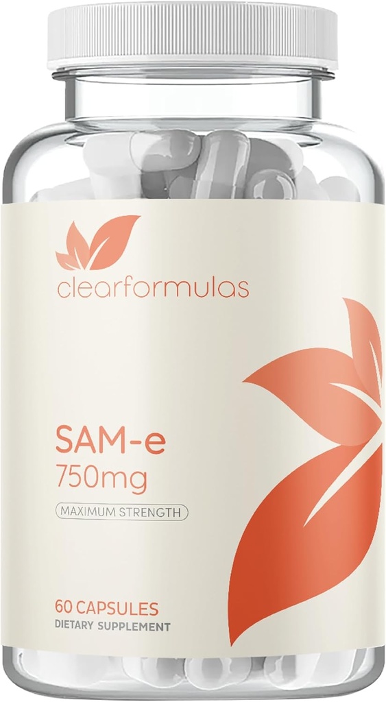 生物活性 SAM-e 750mg - 高强度 SAM-e 配有生物活性 S,S 形式用于肝脏和Mood支持 - Vegan 非GMO 防腐剂 - 在美国制造(60 Capsules)