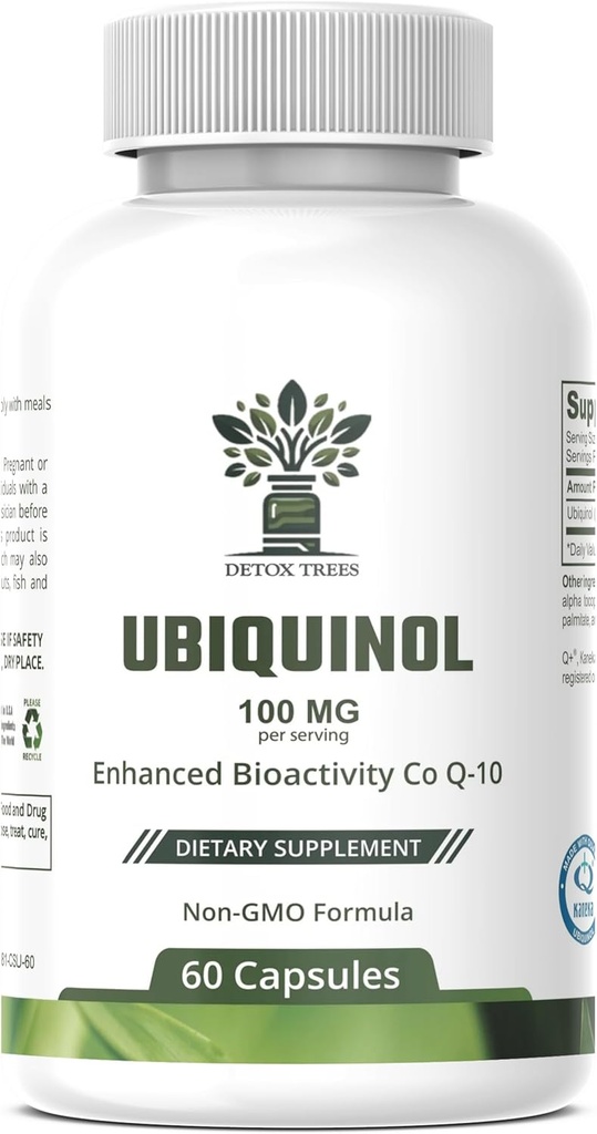 Ubiquinol CoQ10 100mg - 增强生物利用率,高吸附性补充 - 非GMO,Gluten Free for Heart Health and Cardio血管支持,60 Capsules