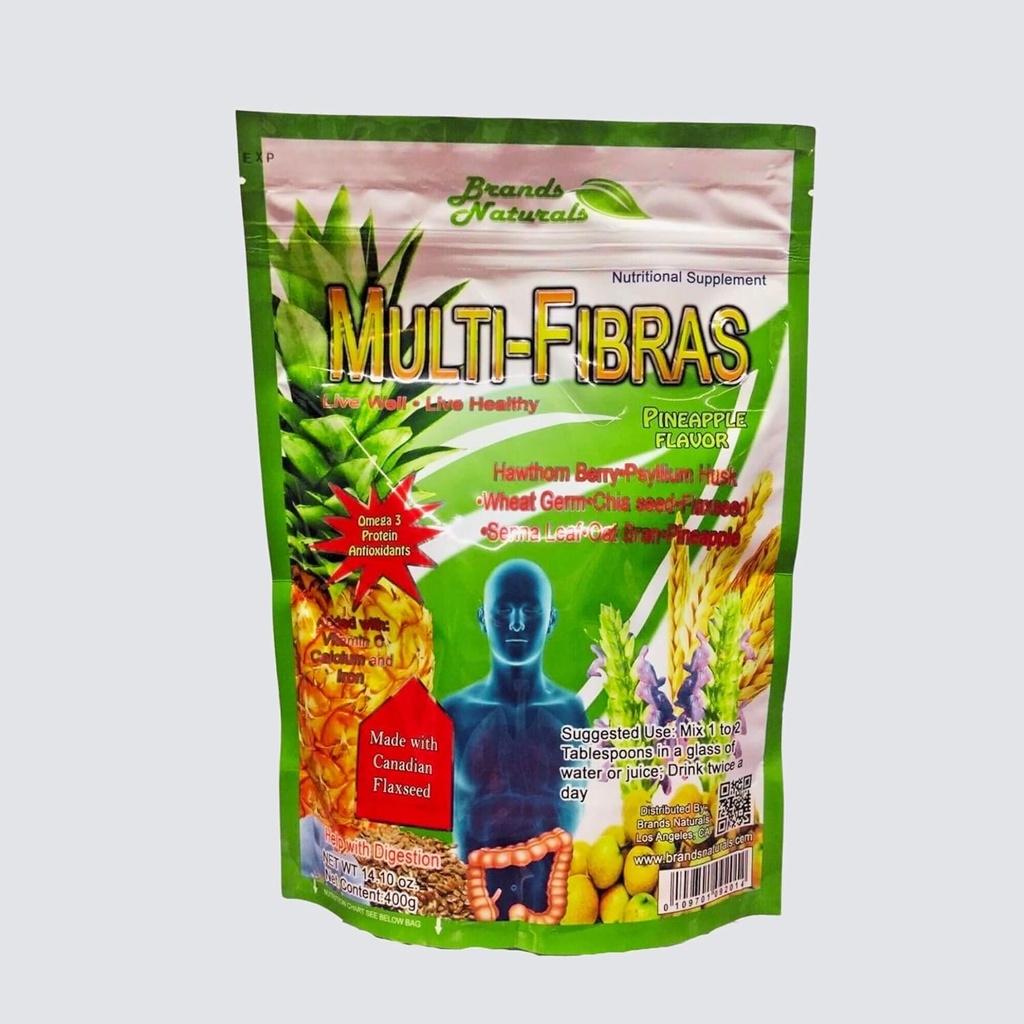 通用品牌 天然多纤维(多纤维) Pineapple Flavor Omega 3 加拿大 Flaxseed Psyllium Husk Powder 14.10 oz.