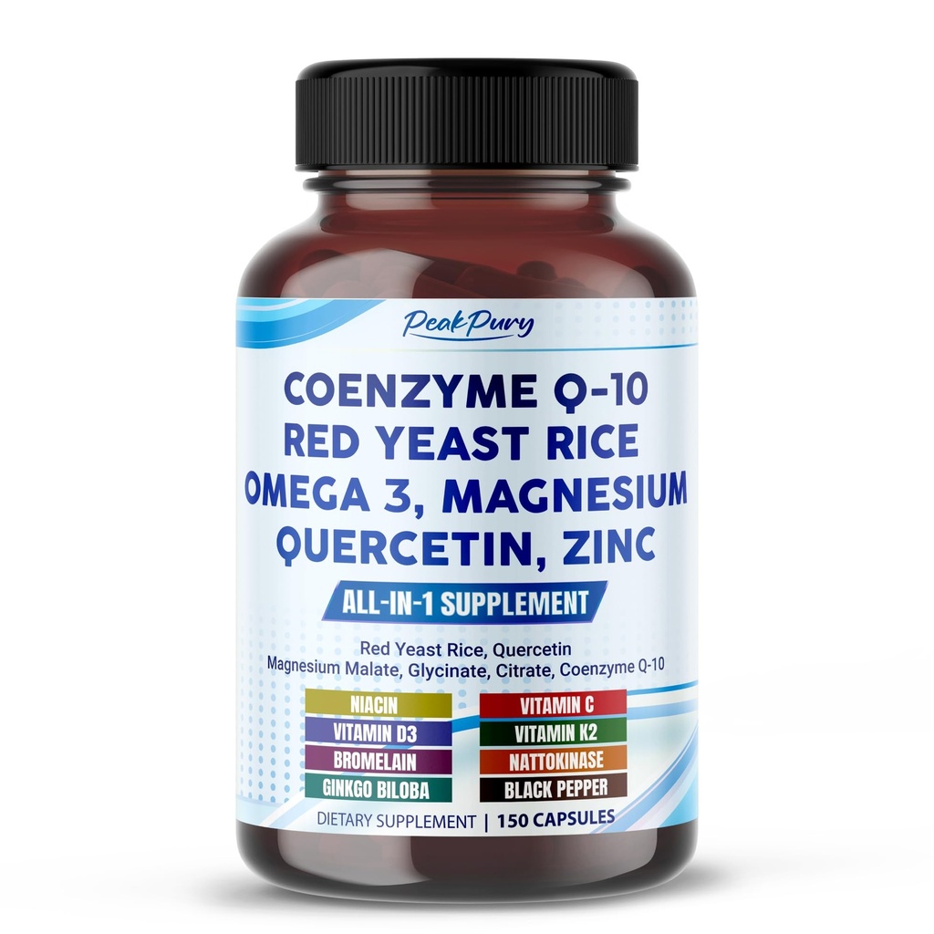 凝胶 Q-10 红 Yeast Rice Quercetin Magnesium Malate, Glycnit, Citrate - 美国制造