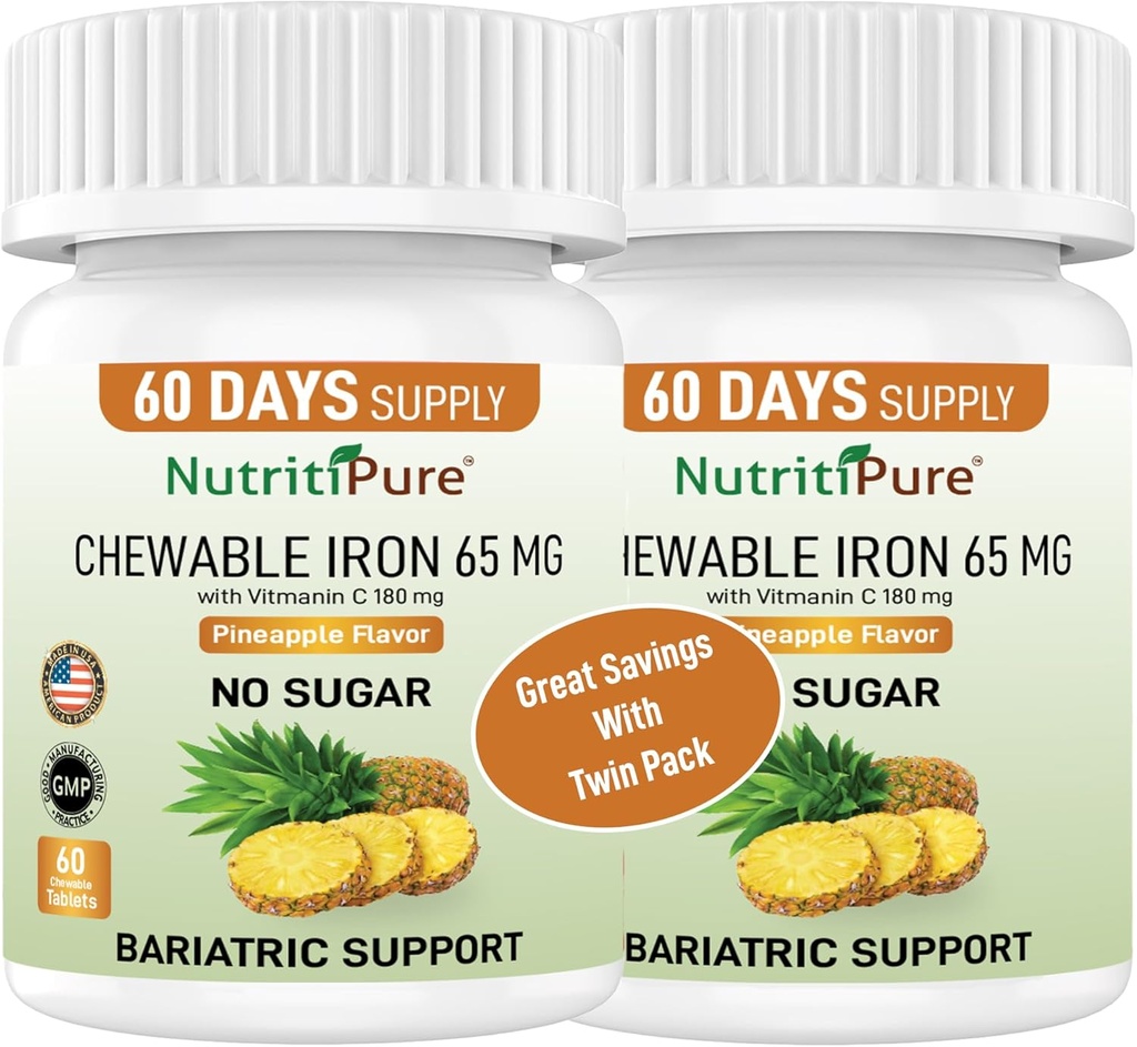 含维生素C的可嚼铁65毫克 180毫克 - Pineapple Flavor 60 Count (2)