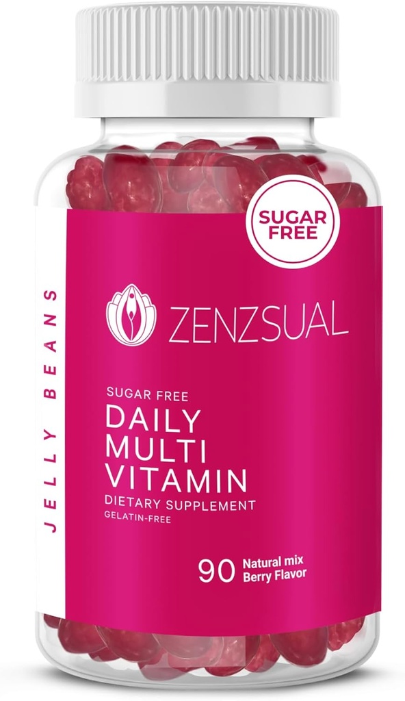 ZENZSUAL Daily Multivitamin Jellybeans - Chewwable,无糖,蔬菜友好的饮食补充 - Immune支持,健康快乐,无果冻(90 Natural Mix Berry-Flavored)