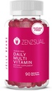 ZENZSUAL Daily Multivitamin Jellybeans - Chewwable,无糖,蔬菜友好的饮食补充 - Immune支持,健康快乐,无果冻(90 Natural Mix Berry-Flavored)