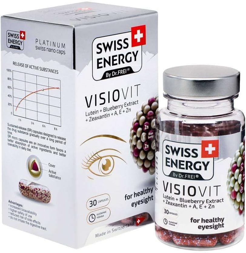 ViSIOVIT Lutein + 蓝莓提取器,用于健康视野,30个持续释放盖