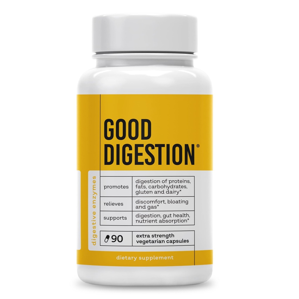 Extra Strength Digestive Enzymes | All-in-One Formula | Fast Bloating & Gas Relief | Digestion Relief for Carbs, Fat, Protein, Gluten, Dairy | Supports Gut Health | 90 Capsules