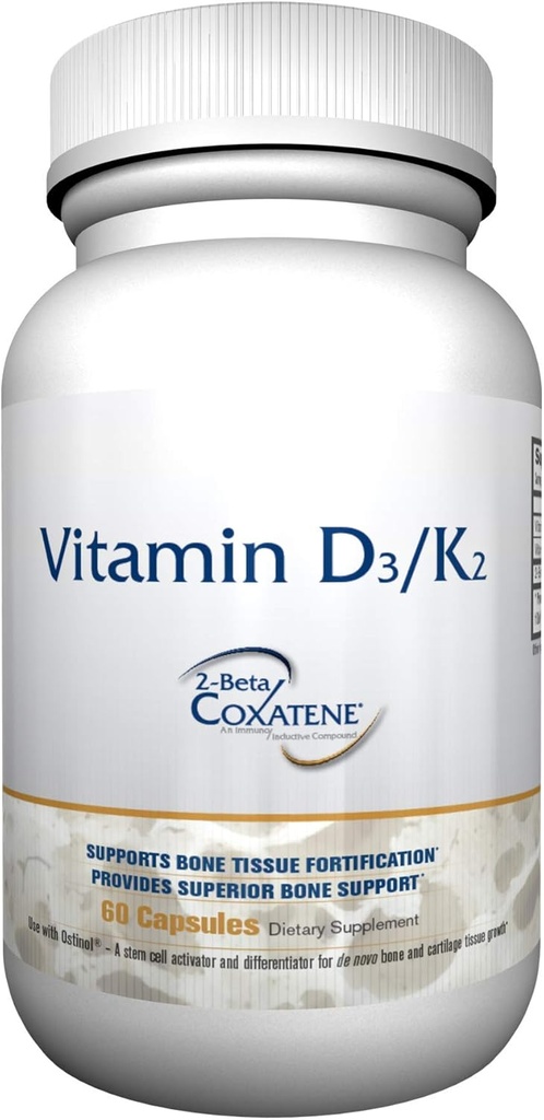 ZYCAL 维生素D3/K2 补充剂(60 Capsules)、改善你的骨骼和联合健康、高级骨骼支持、促进健康功能、促进你的免疫系统、非GMO、无Gluten