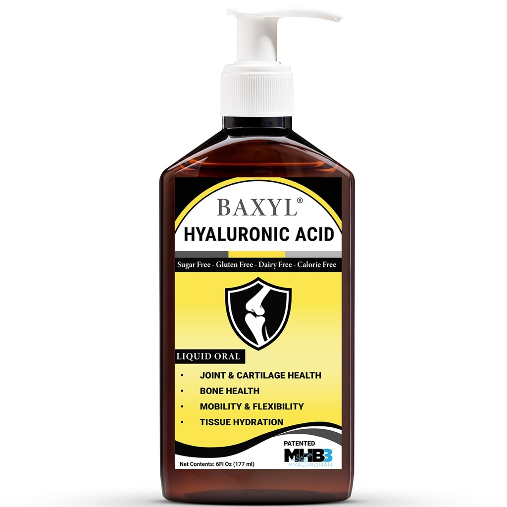 Baxyl - 液态Hyaluronic Acid用于联合救济补充(Vegan、无胶体、非GMO、专利口服MHB3)