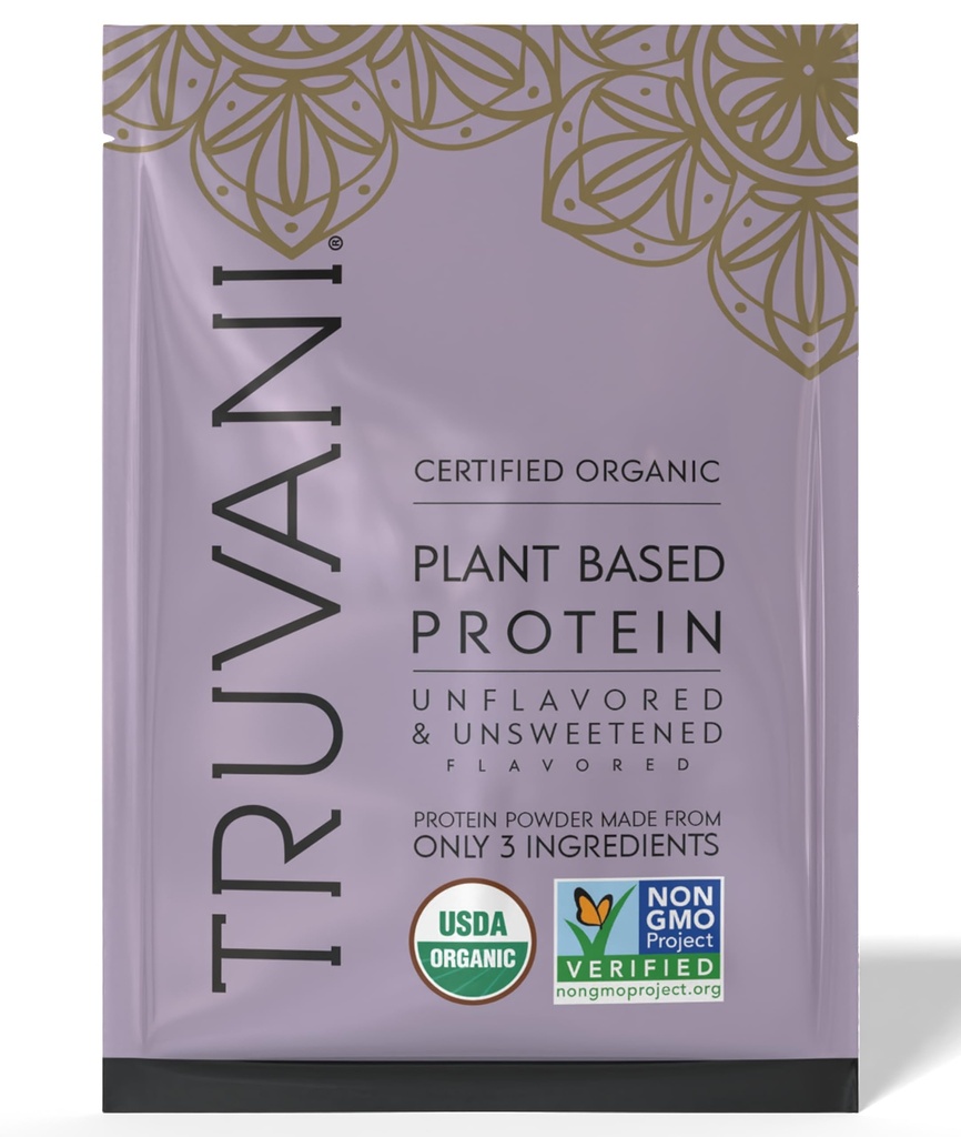 Truvani Vegan Pea 蛋白质粉 20g 有机植物基蛋白 1 服务 Keto Gluten & Dairy Free → 低碳 → 无添加糖