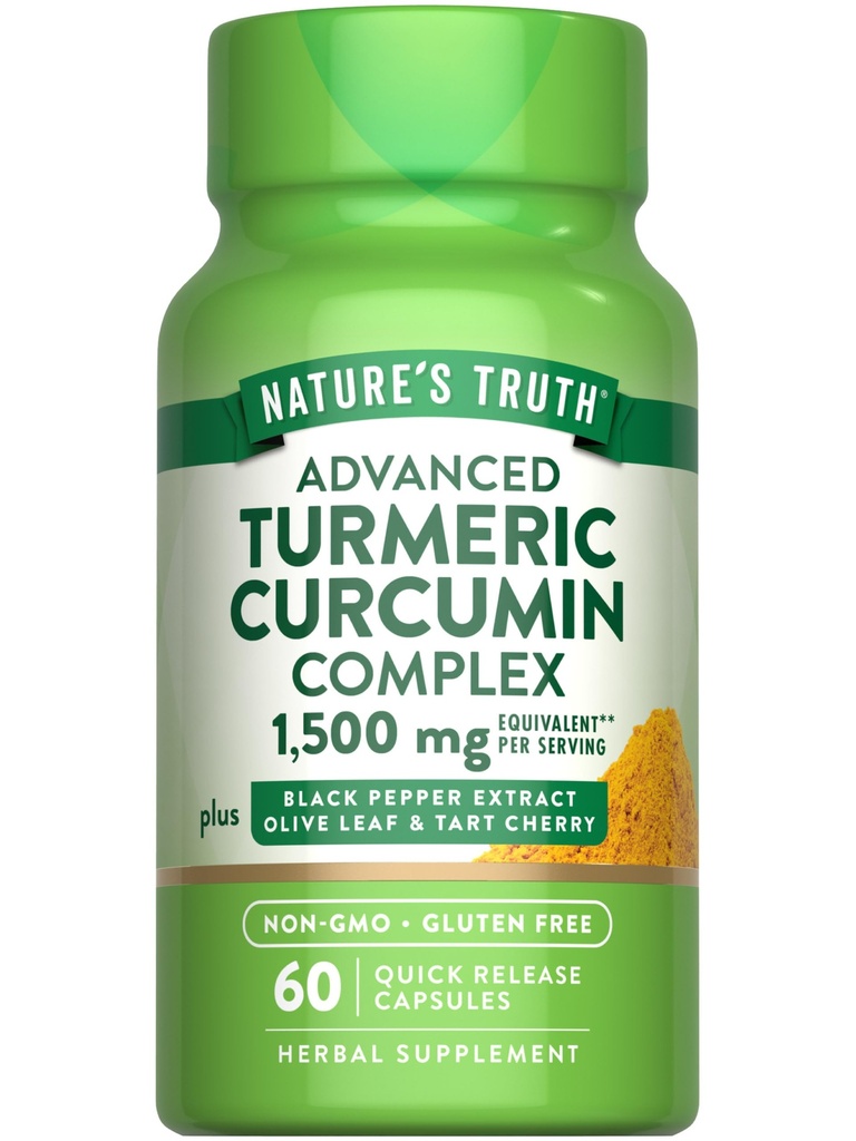 (原始内容存档于2018-09-21). Nature's Truth Turmeric Curcumin QQ60 Capsules 与黑胡椒提取,橄榄叶和塔特樱桃 QQ Non-GMO & Gluten Free Supplement.