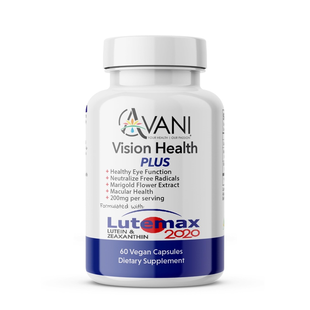 Avani Vision 健康+眼部健康与Lutemax 2020 20 mg Lutein 4 mg Zeaxanthin制作