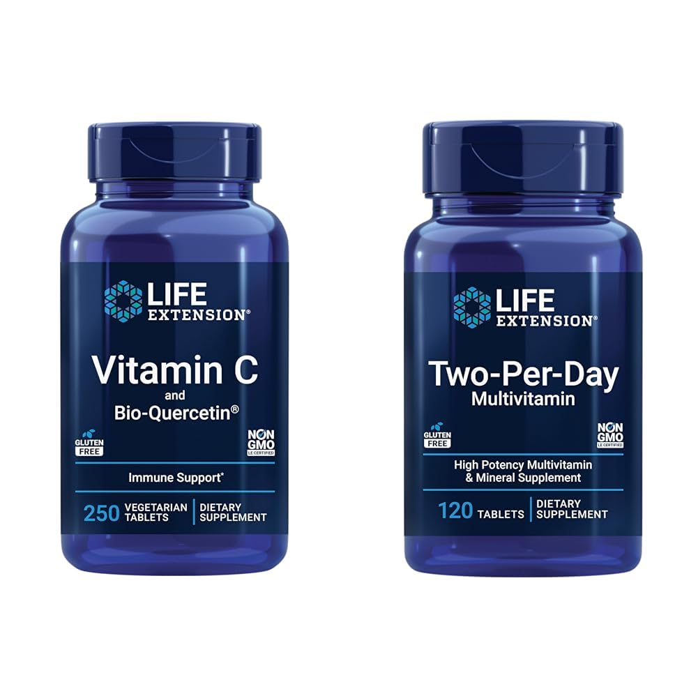 寿命延长 维生素 C & 素素 Phytosome Plus 多维生素和矿物补充 - 250片和120片