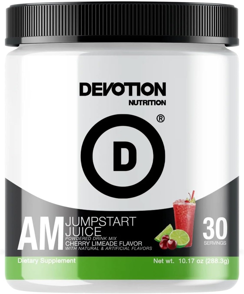 Devotion 营养 AM Juice 跳跃启动 QQ 粉末饮料混合剂 补充 QQ 认知功能与焦点的基本氨基和诺特罗普学 30种服务(Cherry Limeade)