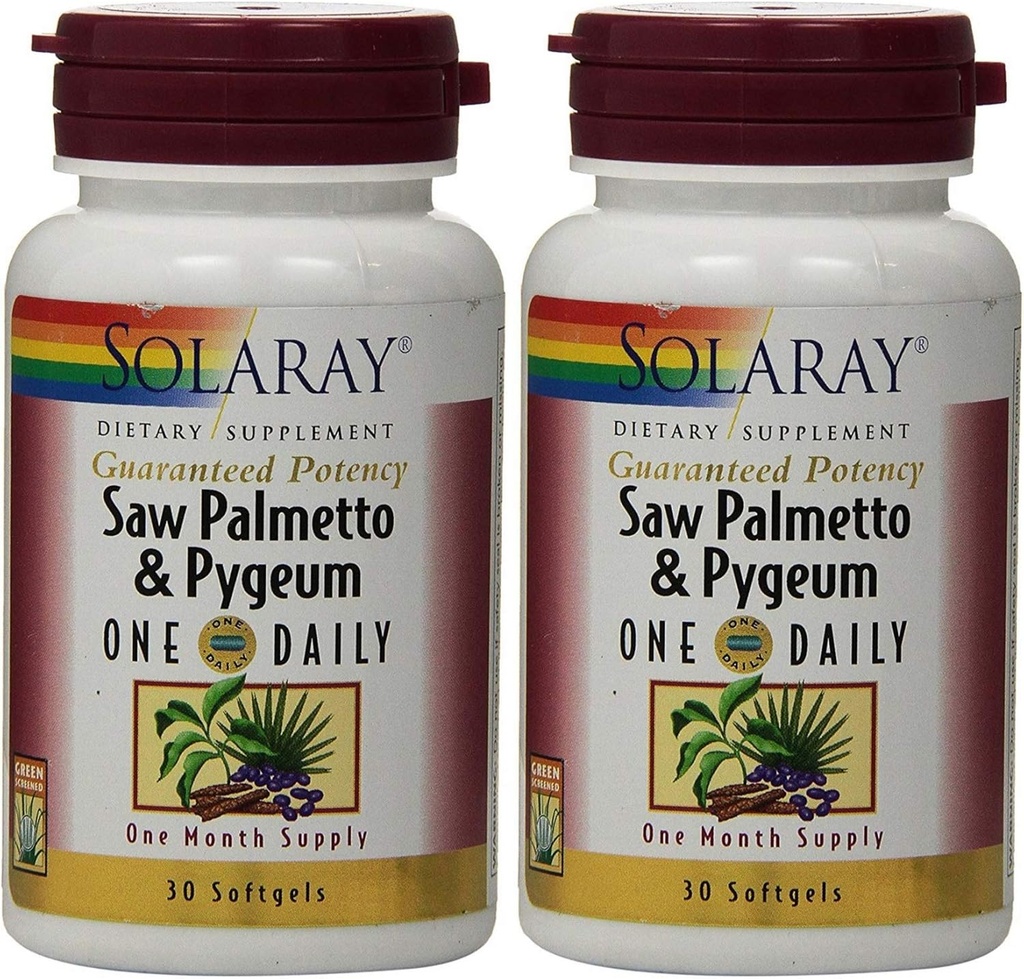 Saw Palmetto和Pygeum One Daily 30 Softgel (Pack of 2) 索拉莱日报(Solaray)