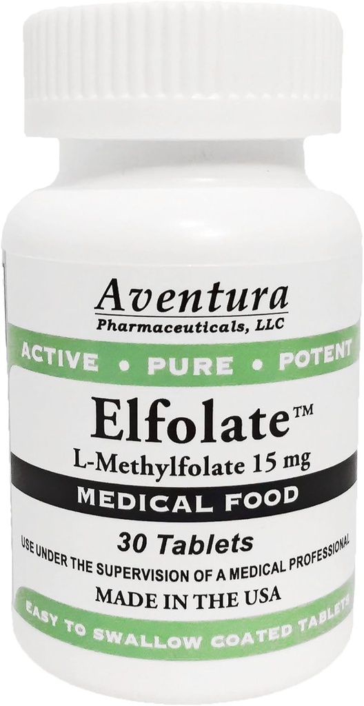 ELFOLATE 15mg L-Methylfolate Methylfolate Methylfolate 医疗食品补充 专业力量 活性纯能药 30 片