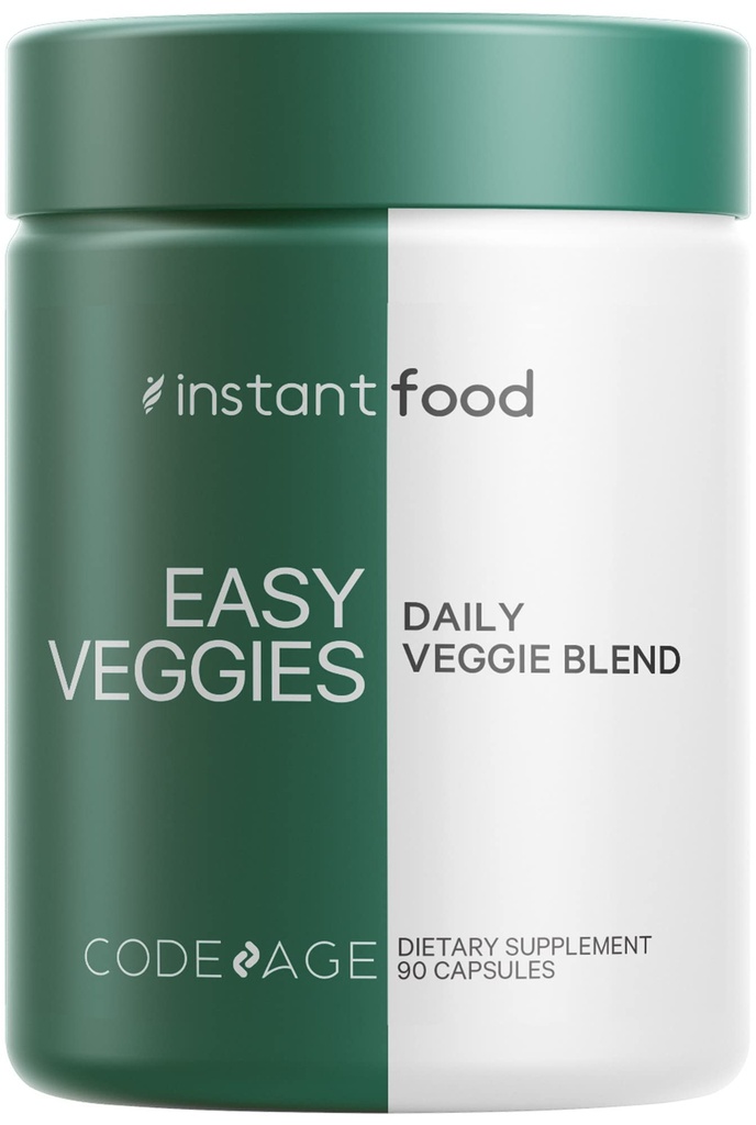 编码即时食品 易食蔬菜 超过15种蔬菜粉 等效全能,日报Vegan Blend,全食绿色维他命 补充卡普尔,多维他命,非GMO,90 Capsules