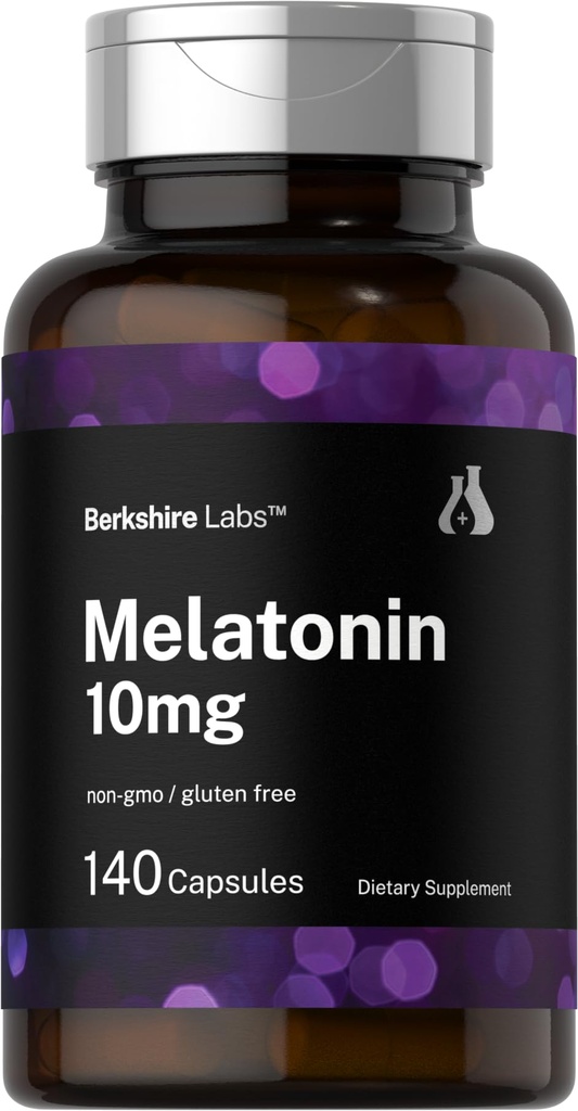 Horbäach Berkshire Labs Melatonin 10mg 140 快速发布 Capsules QQ 超强公式 XN-GMO,Gluten免费补充
