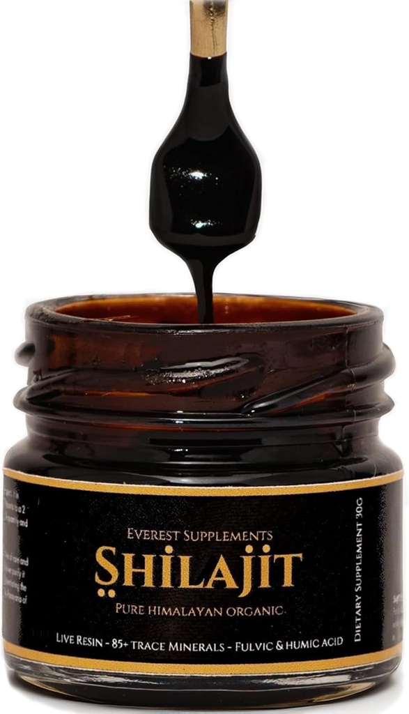 Shilajit纯喜马拉雅有机物Shilajit Resin - 用于男性的Shilajit - 黄金级500 mg 最大概率 - 85 Trace Minerals & Fulvic and Humic Acid for Energy Immune Support, 30克