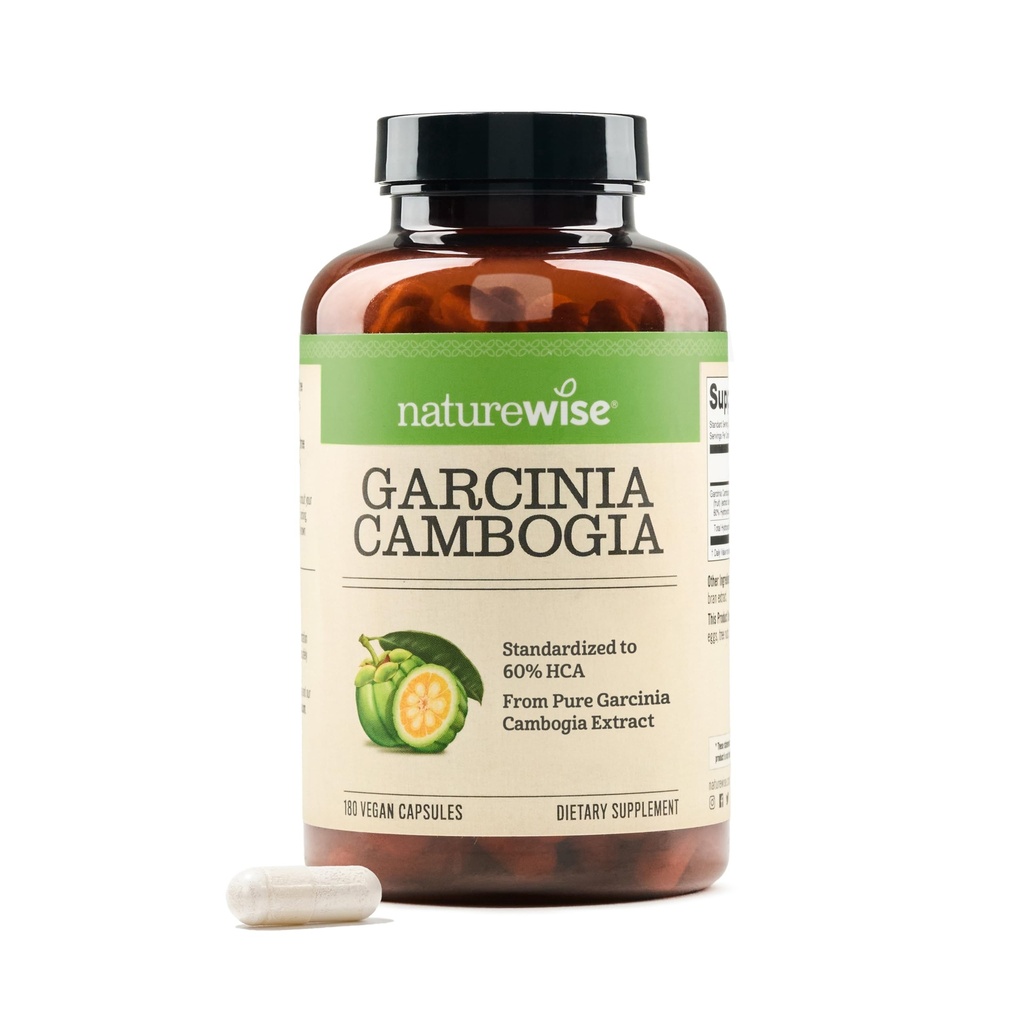 Garcinia Cambogia - 60% HCA浓度提取,对重量目标和能量水平的自然支持 - Vegan, Non-GMO, Gluten Free - 180 Capsules [2-6个月供应]