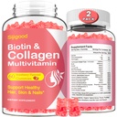 2 Pack Collagen Gummys for Men Men, 水解Collagen Peptides 第1,II,III,V,X类含Biotin & Hyaluronic酸,维生素C A D E B12 K2支持,无糖用于皮发钉豁免能源