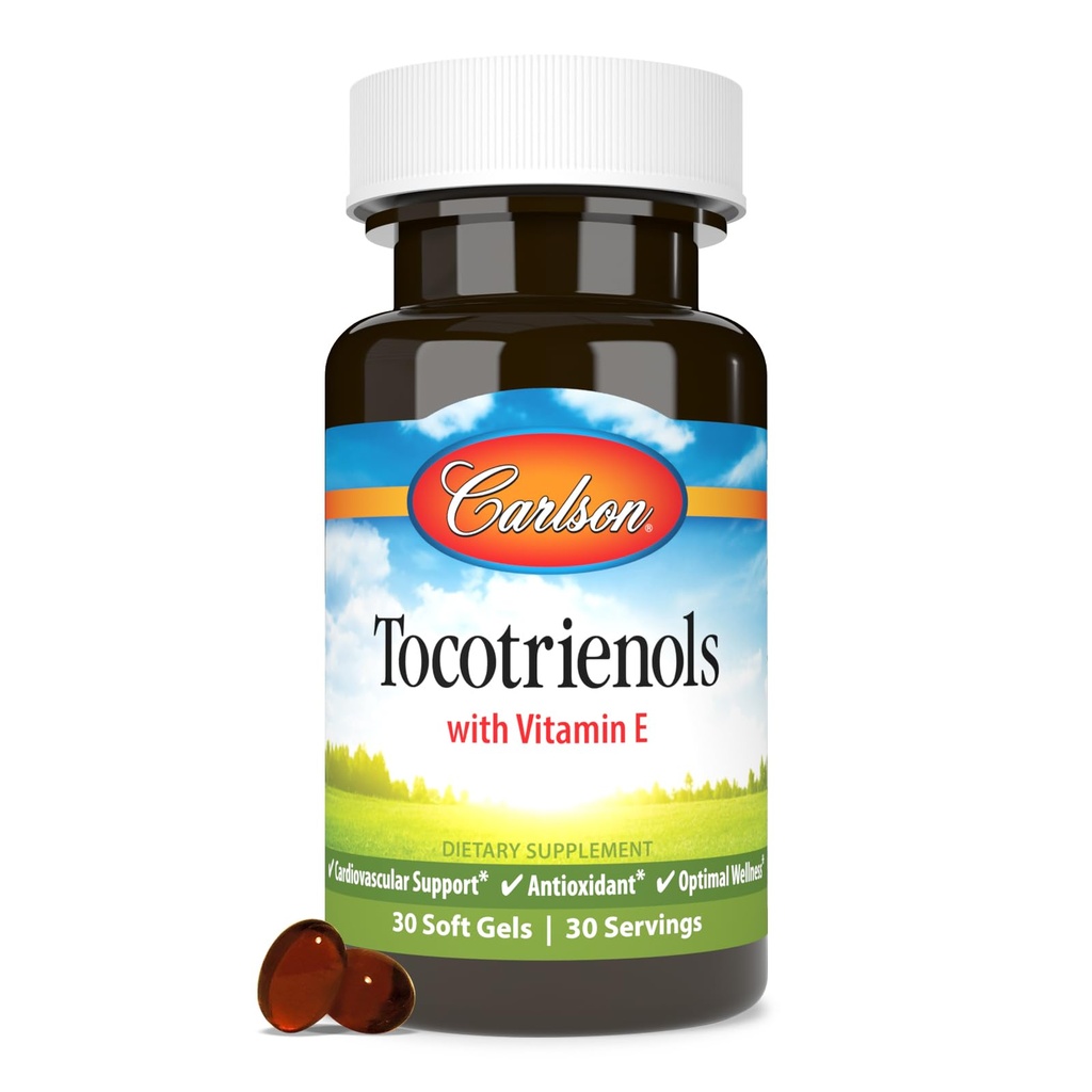 Carlson - Tocotrienols, 40 mg, 有天然源维生素E, Gamma, Alpha, Delta, Beta, 可持续源, 30软胶