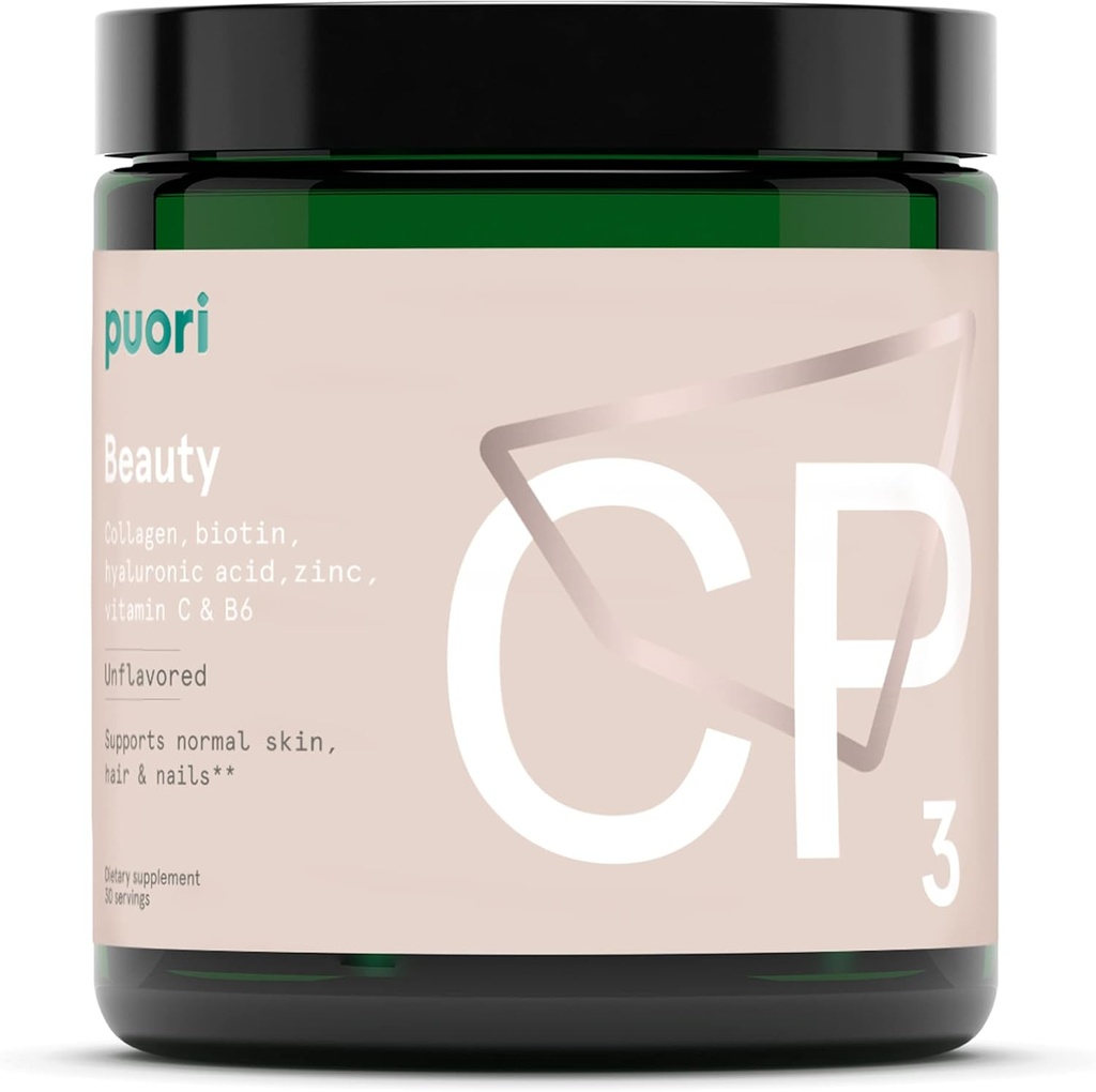 Puori Collagen Powder 配有 Biotin & Hyaluronic Acid, CP3 美容综合体 - 水解 Collagen Peptides - 皮肤,毛发和钉子 - 锌,维生素B,维生素C - 不受欢迎