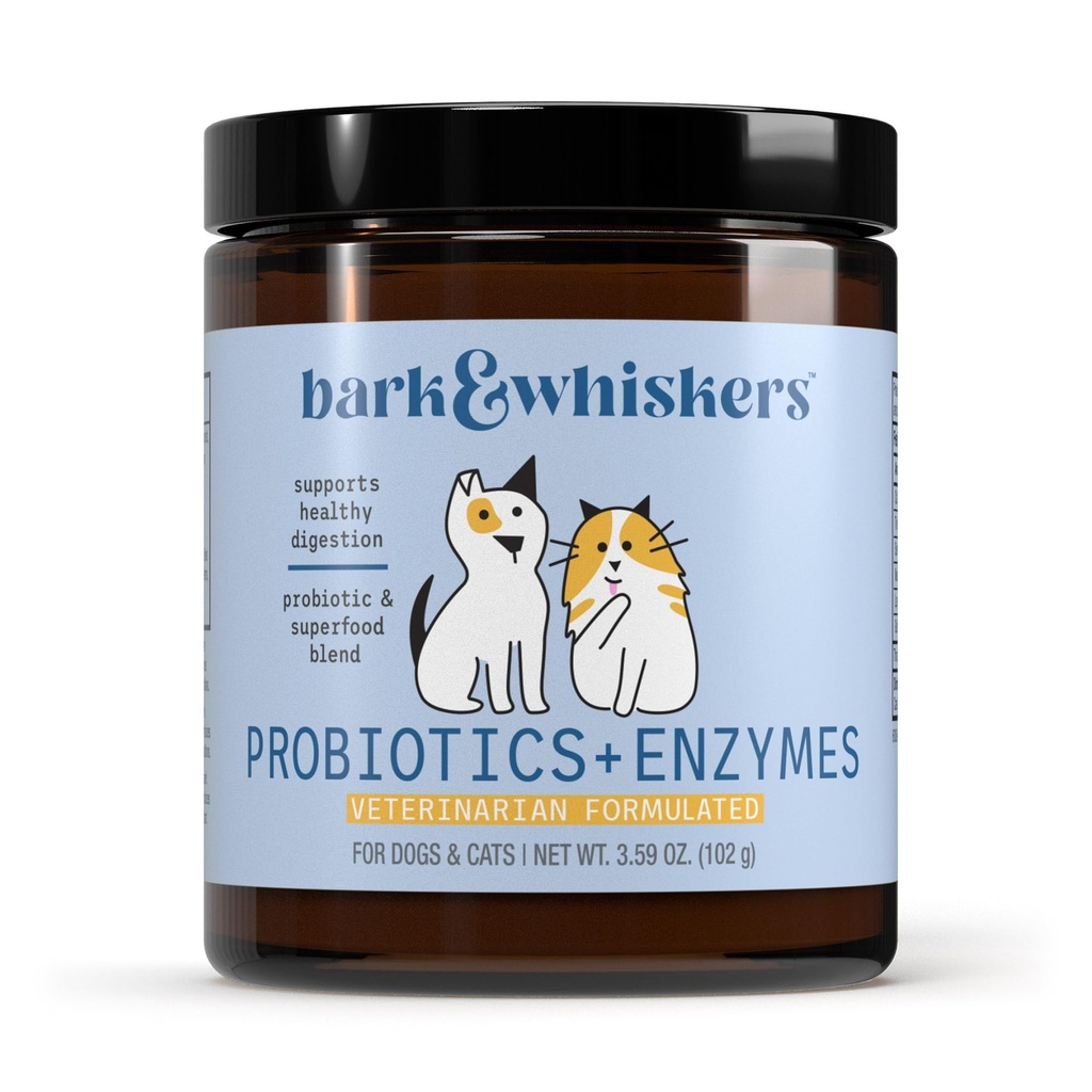 Bark & Whiskers Probiotics + 酶 - 支持消化性健康和免疫系统 - 猫狗的Probiotic 补充 - 60 Scoops