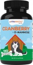 维他命Cranberry for Dogs – 120 Chewable Tablets – 配音:D-Mannose 苹果苹果苹果苹果苹果醋和维生素C – Urinary Tract & Bladder 支持狗