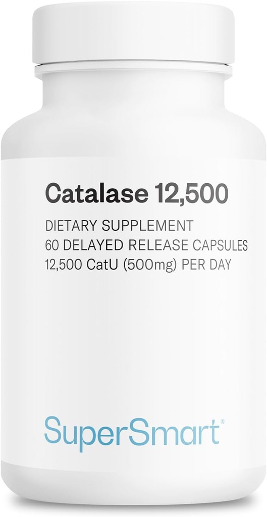 Supersmart - Catalasase 500 mg/日(12500 CatU) - 天然酶 - 抗灰毛补充 QQ N-GMO & Gluten Free - 60 延迟释放 Capsules