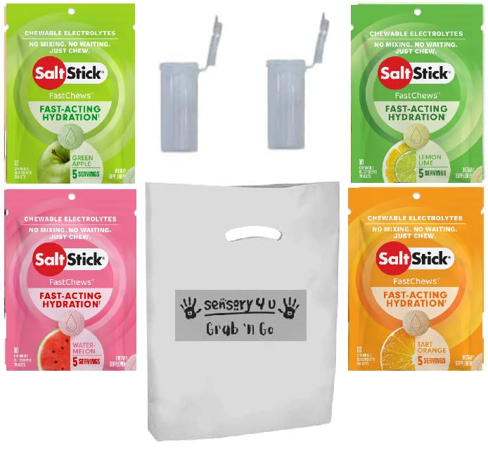 SENSORY4U Grab and Go Gift Set Salt Stick with New Fastchews Flavors and Race Ready Tubes - 柠檬莱姆橙绿苹果和西瓜电解板