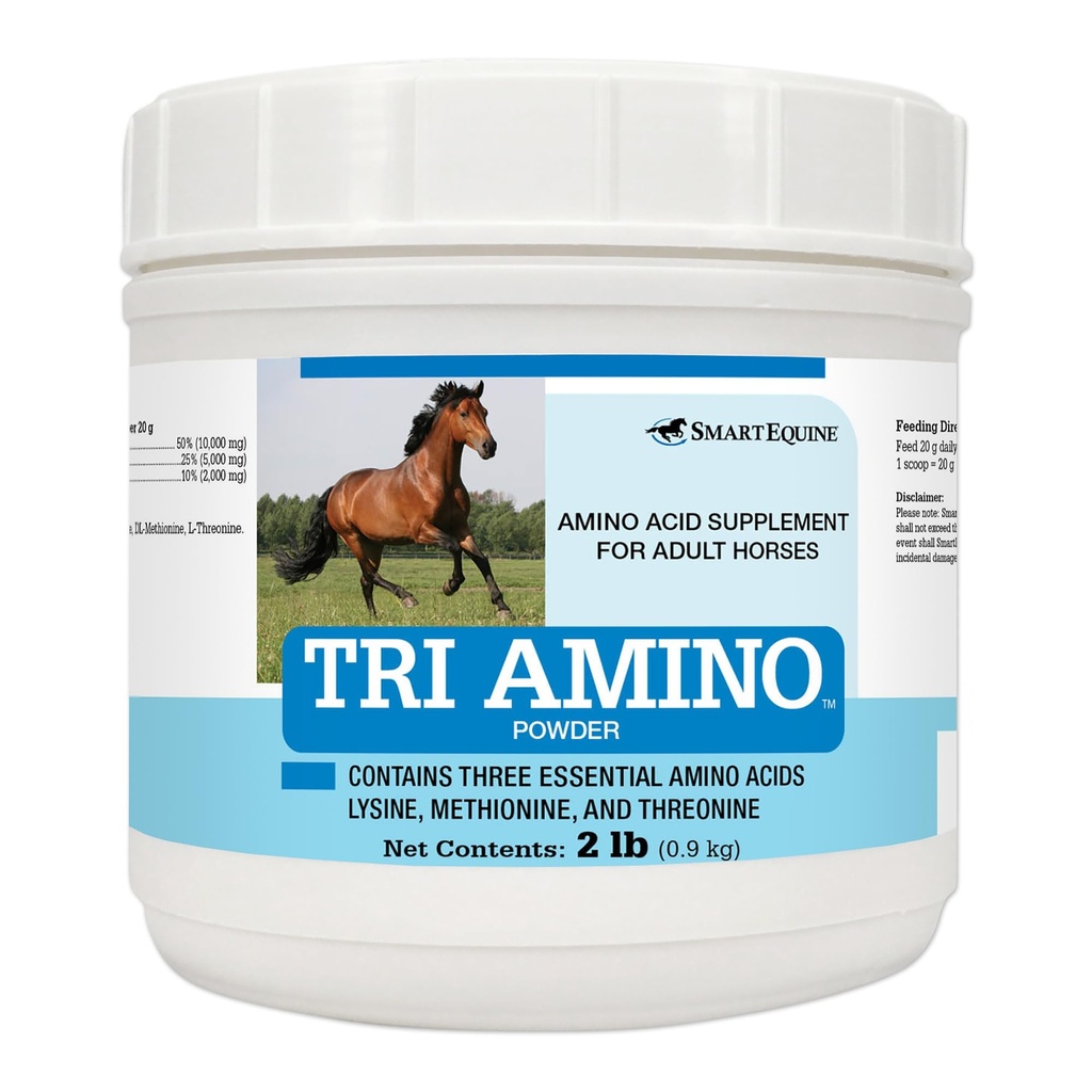 SmartEquine Tri Amino, 2 lb, 45 Servings | Lysine Horses Supplement with Methionine & Threonine for Strong Muscles | Healthy Topline | Assist in Protein Production