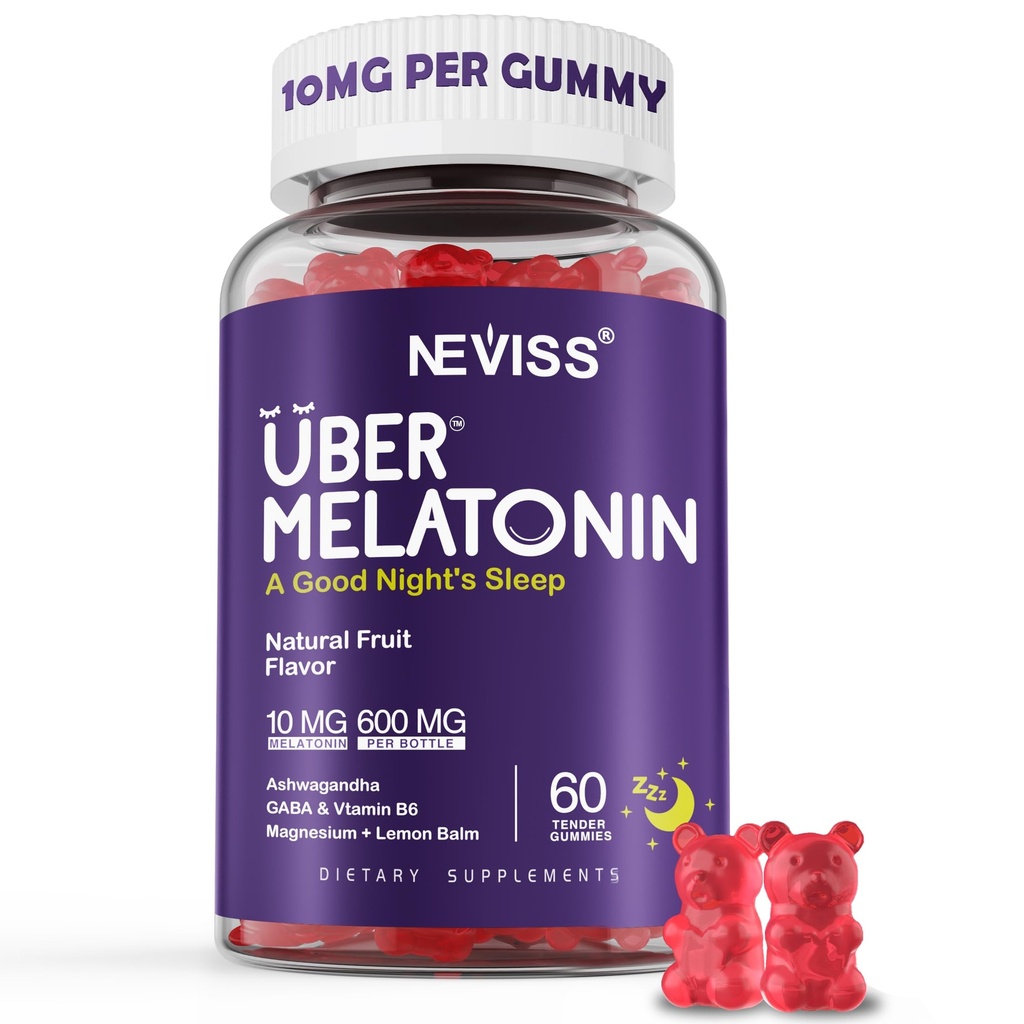成人的Melatonin Gummys 10 mg 20 mg, 成人的Melatonin 10 mg / Gummy 与 Ashwagandha, Glycnit镁, GABA, L-theanine, Valerian Root 和 Lemon Balm, 休息支助补充, Grape Flavor, 60 Cts