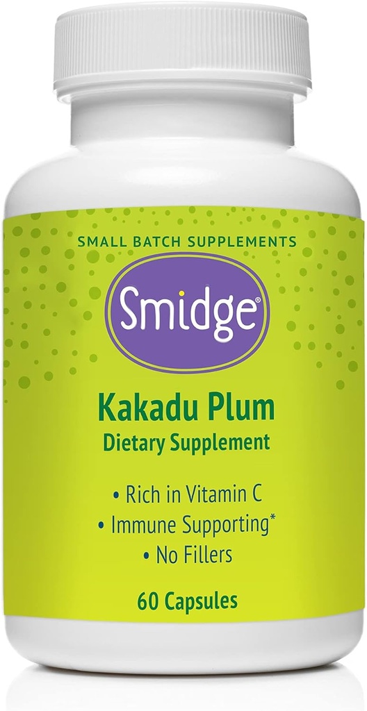 Smidge® Kakadu Plum Capsules, 60 cm. pure, 非GMO维生素C 来自澳大利亚 Kakadu Plum. 无填充剂, 无 Ascorbic 酸