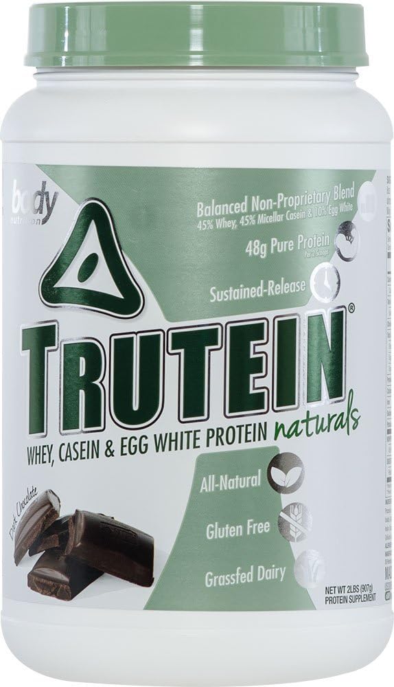 体营养蛋白粉 - Trutein Naturals 暗巧克力 2lb Whey, casein & Egg White - 天然低碳Keto友好饮品 - 精益肌肉构建器,体重损失,工作,回收