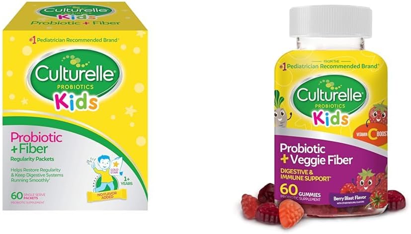 Probiotic + Fiber Packets 60 Count & Daily Probiotic Gummys 60 Count - 消化和免疫健康