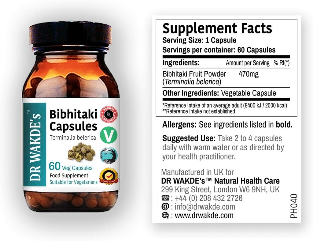 DR WAKDE的Bibhitaki Capsules(Beheda, terminaria Belerica, 60 Veg Caps, 植物补充品, Ayurvedic Herb, All Natural, Vegan) 维加兰, 维加兰, 维加兰, 维加兰, 维加兰, 维加兰