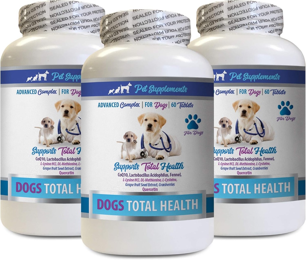 PET 补充和营养 LLC 狗眼维生素支持 - 狗全面健康控制 - 免疫支持 - 毛皮钉口腔眼健康公式 - 狗食钙 - 3瓶(180 治疗)