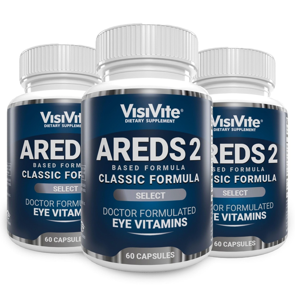 AREDS 2 选用眼维生素用于乳腺支持-用Zeaxanthin Plus Lutein Macular 补充-Premium Macular 健康公式-眼辅-60 Capsules-(包3)