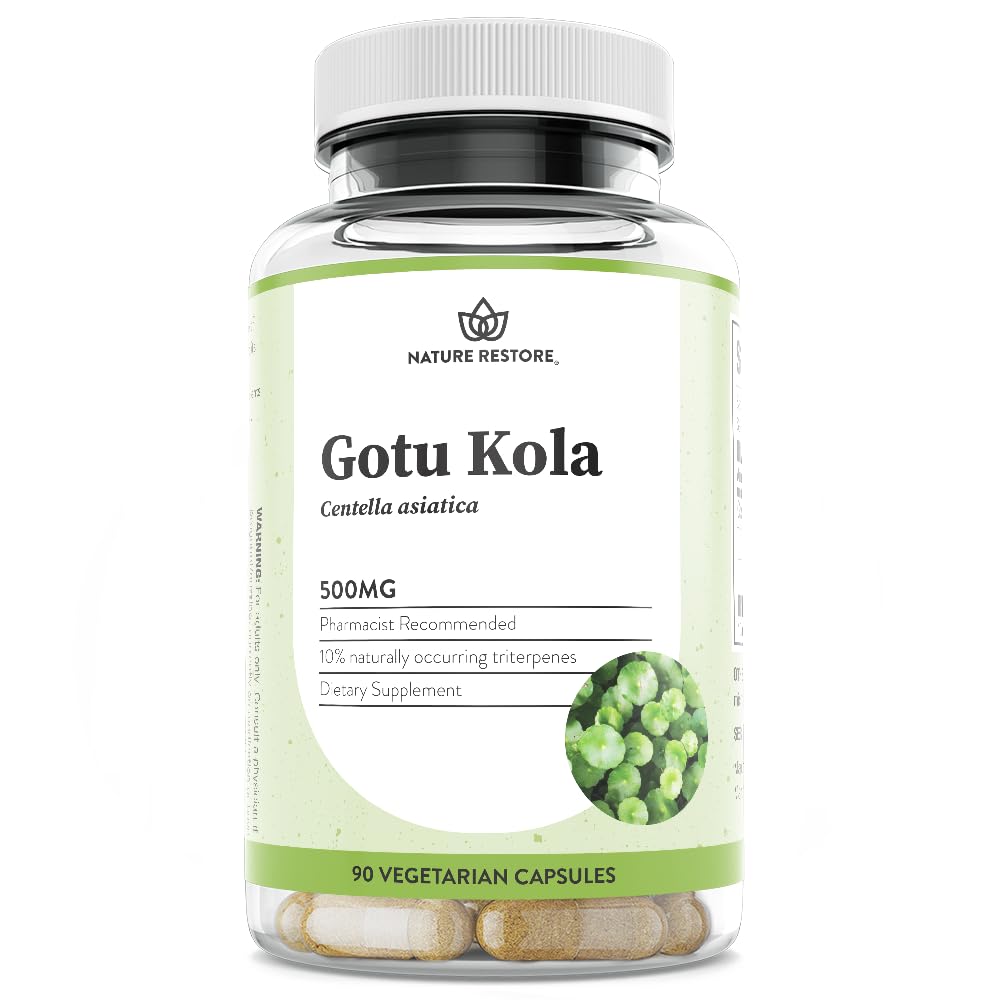 自然恢复Gotu Kola摘录补编,标准化为10%,美国制造,90 Capsules,非转基因生物,Gluten Free, Vegan