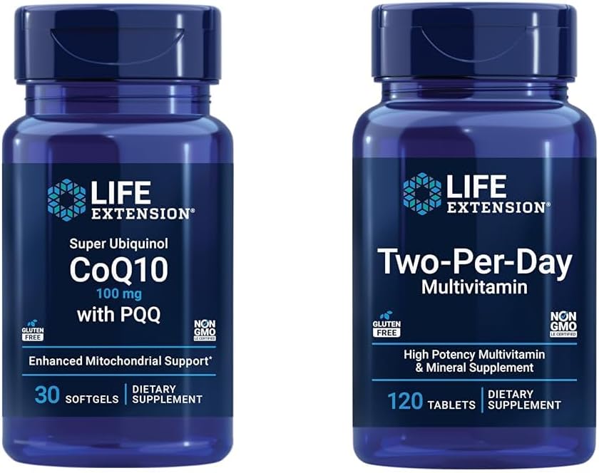 寿命延长 Super Ubiquinol CoQ10 100mg 30 软胶电池能量支持套装 双日高概率120平板多维明